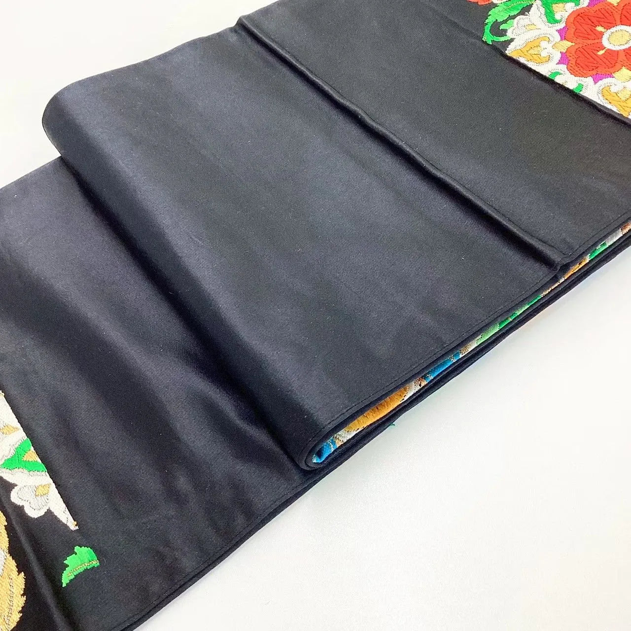 6701# Japanese Vintage Fukuro Obi Belt Kimono Fabric Silk Traditional Embroidery　