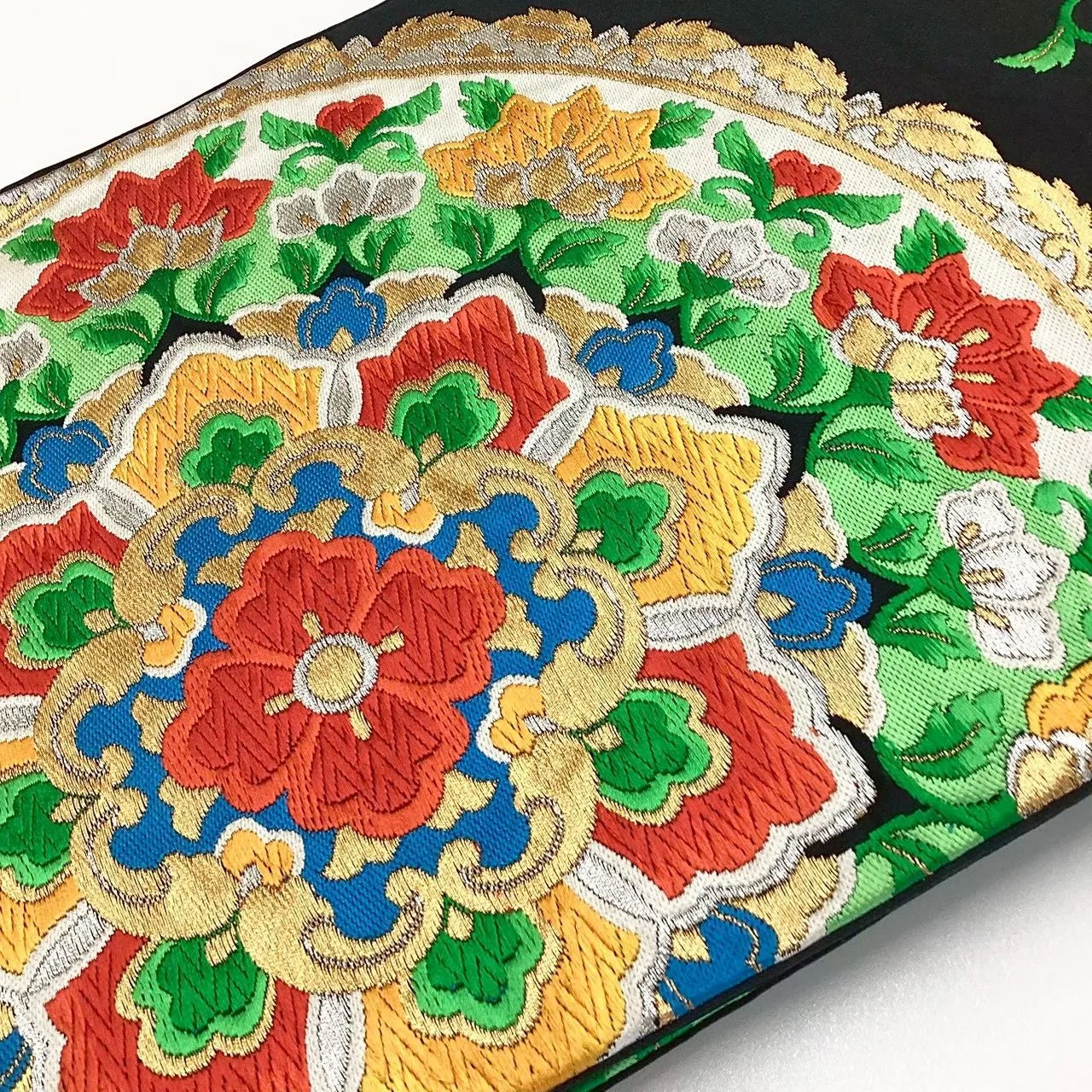 6701# Japanese Vintage Fukuro Obi Belt Kimono Fabric Silk Traditional Embroidery　