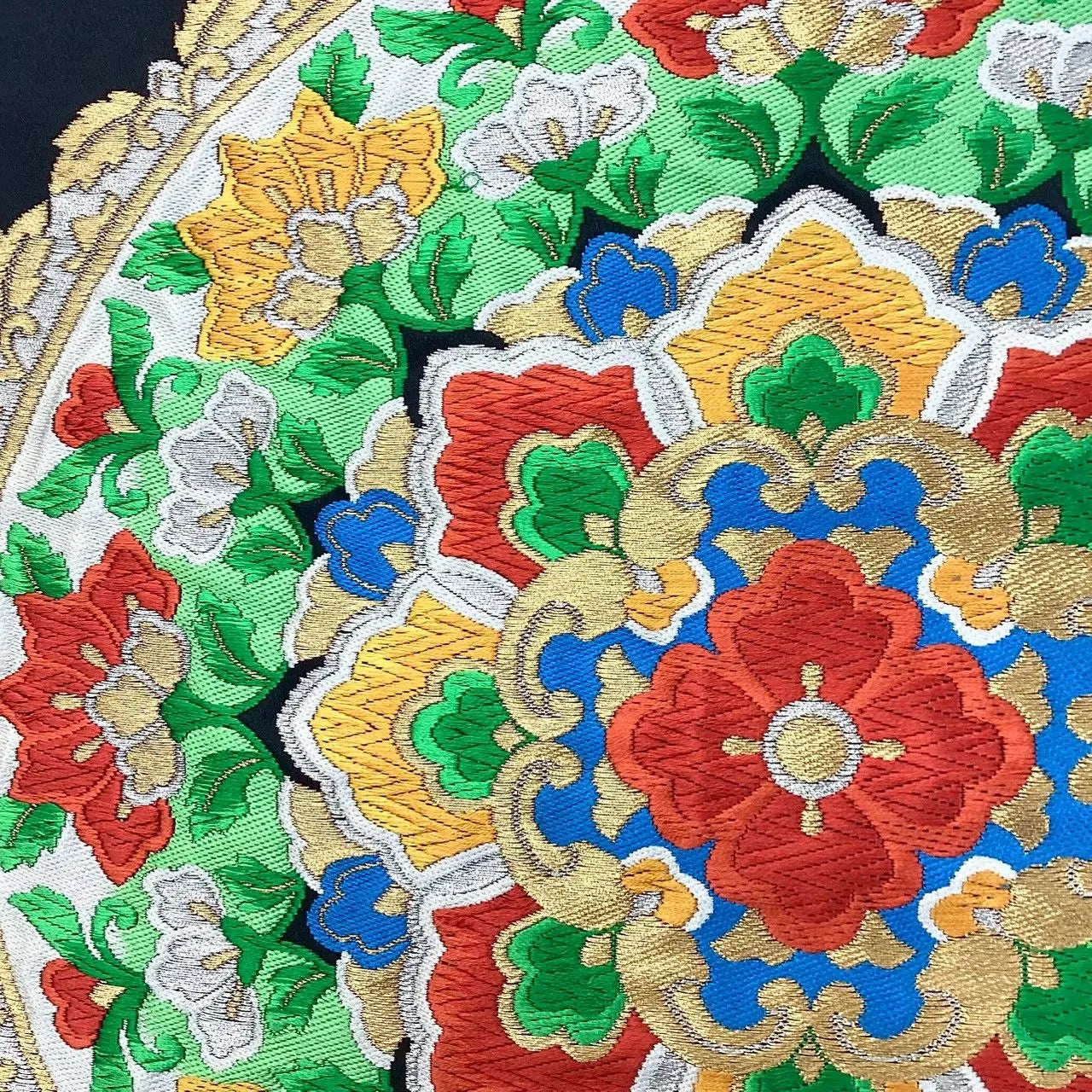 6701# Japanese Vintage Fukuro Obi Belt Kimono Fabric Silk Traditional Embroidery　