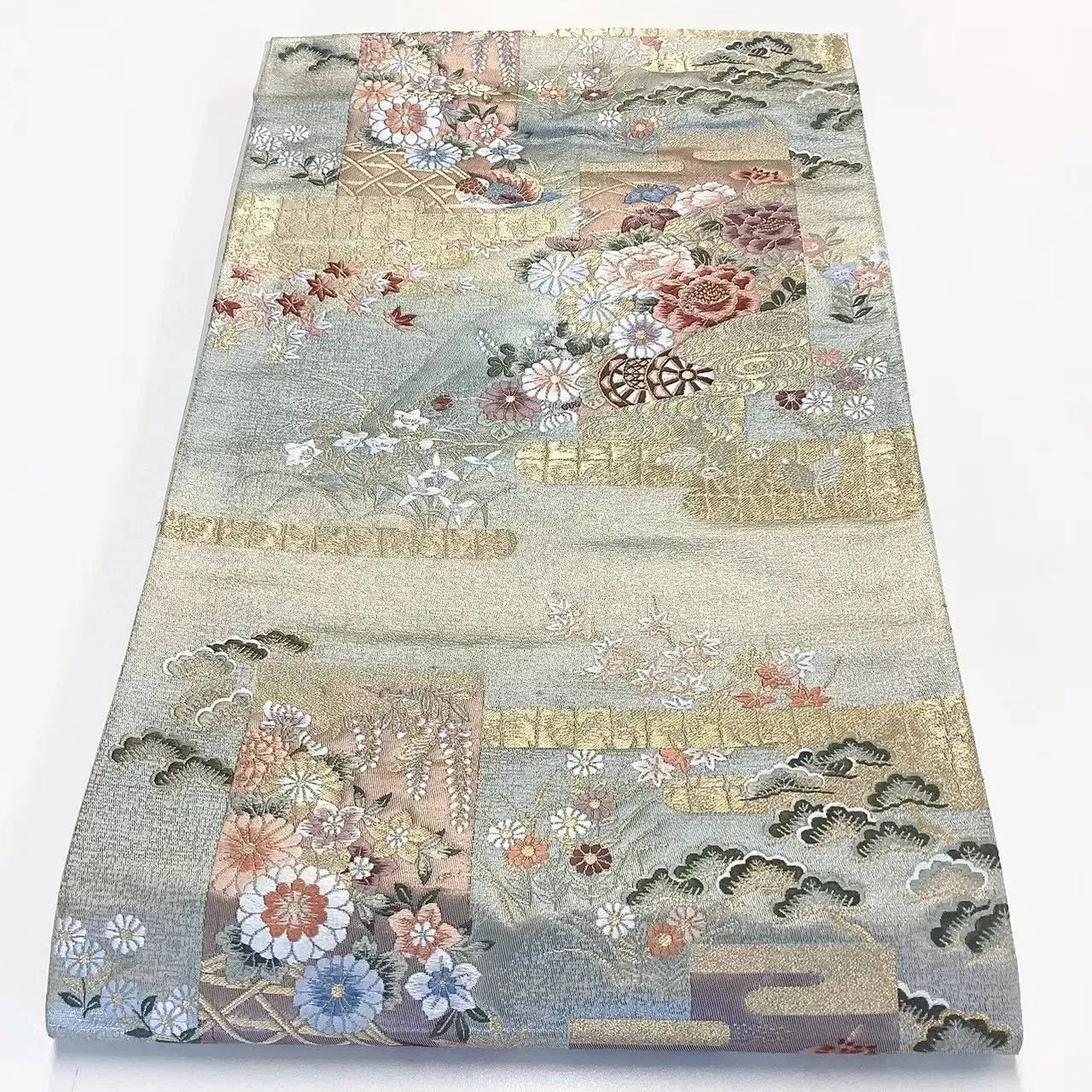 6683# Japanese Vintage Fukuro Obi Belt Kimono Fabric Silk Traditional