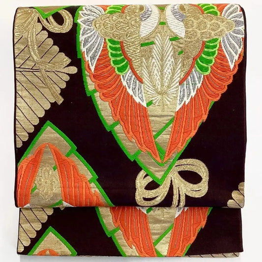 6685# Japanese Vintage Fukuro Obi Belt Kimono Fabric Silk Traditional