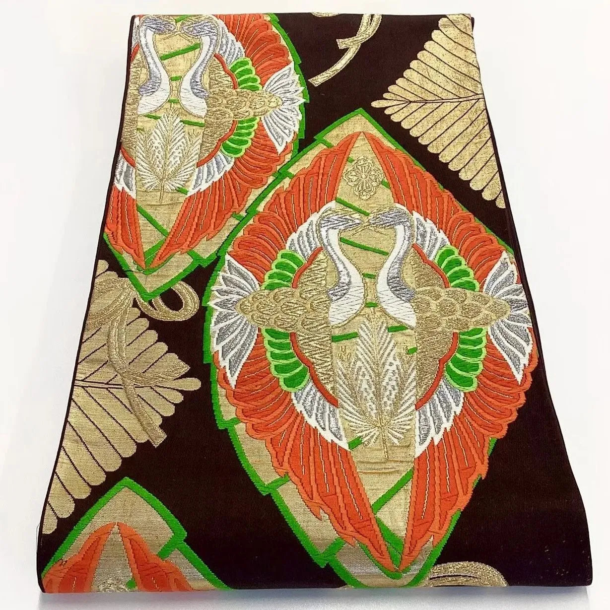 6685# Japanese Vintage Fukuro Obi Belt Kimono Fabric Silk Traditional