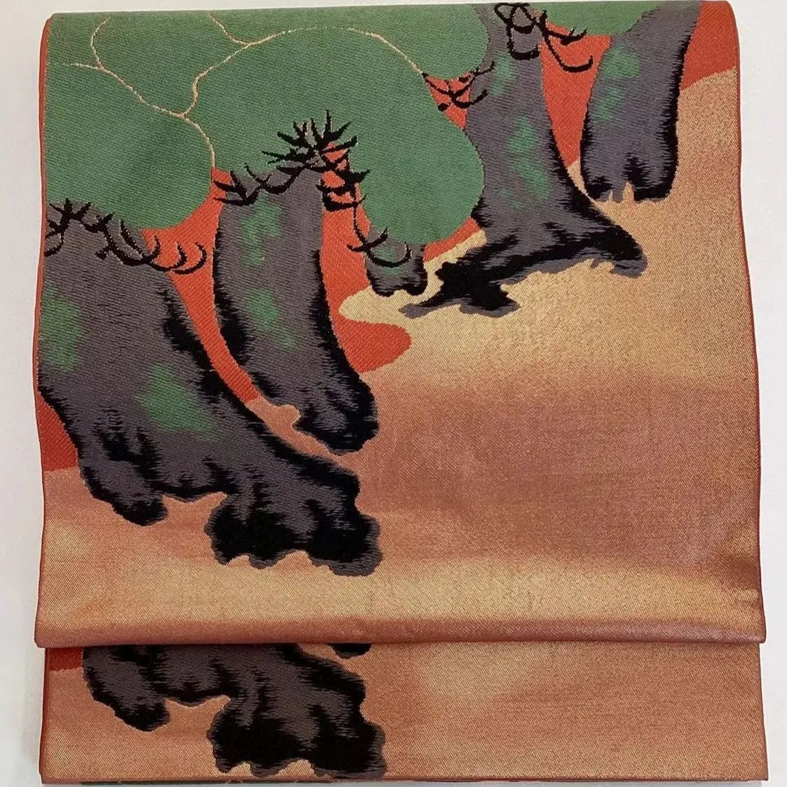 6687# Japanese Vintage Fukuro Obi Belt Kimono Fabric Silk Traditional Embroidery