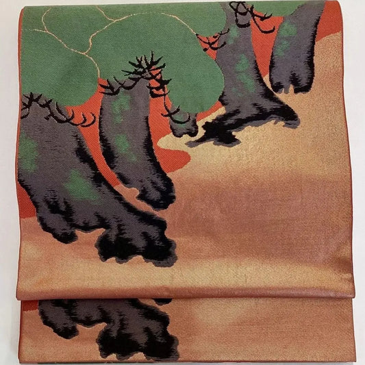 6687# Japanese Vintage Fukuro Obi Belt Kimono Fabric Silk Traditional Embroidery