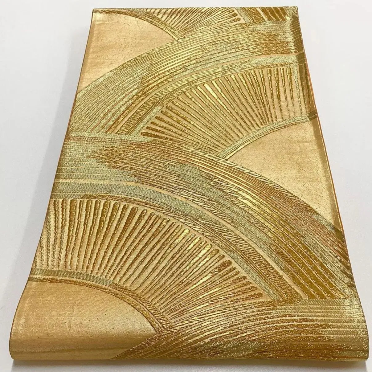 6693# Japanese Vintage Fukuro Obi Belt Kimono Fabric Silk Traditional Gold