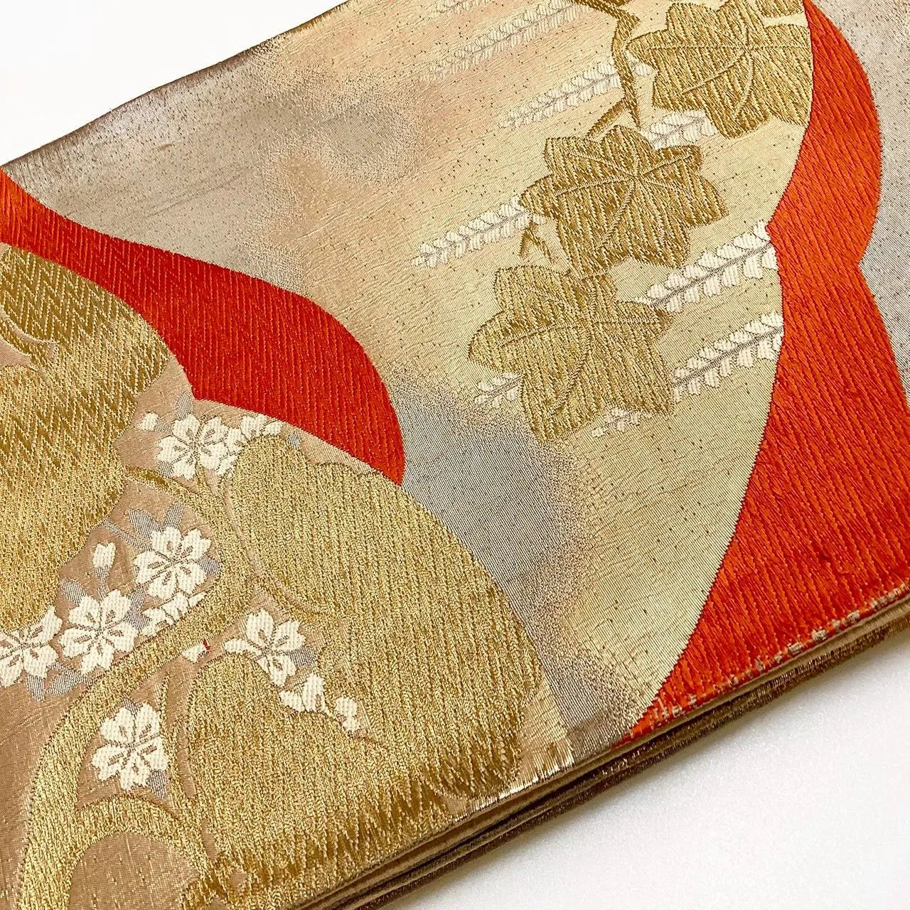 6703# Japanese Vintage Fukuro Obi Belt Kimono Fabric Silk Traditional