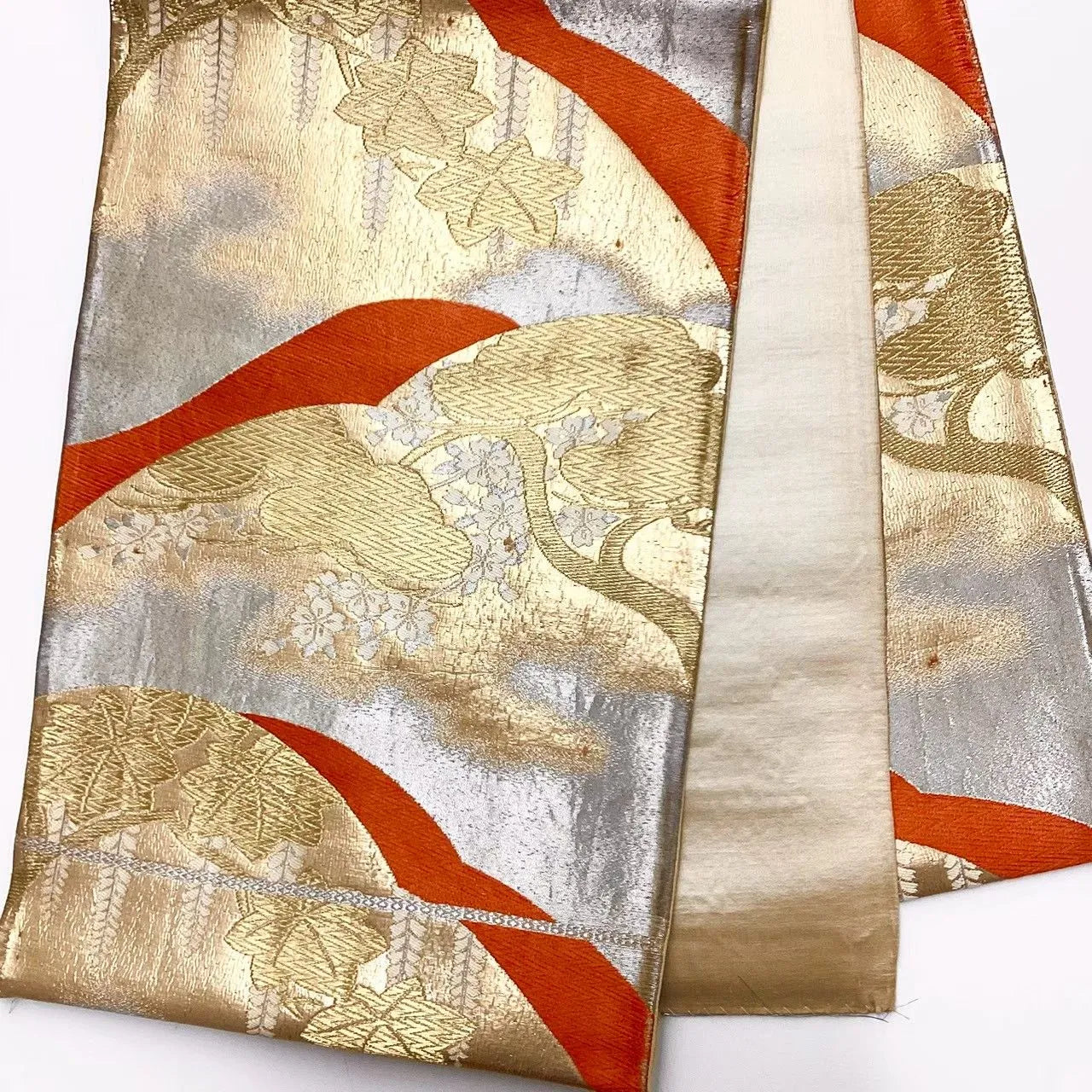 6703# Japanese Vintage Fukuro Obi Belt Kimono Fabric Silk Traditional