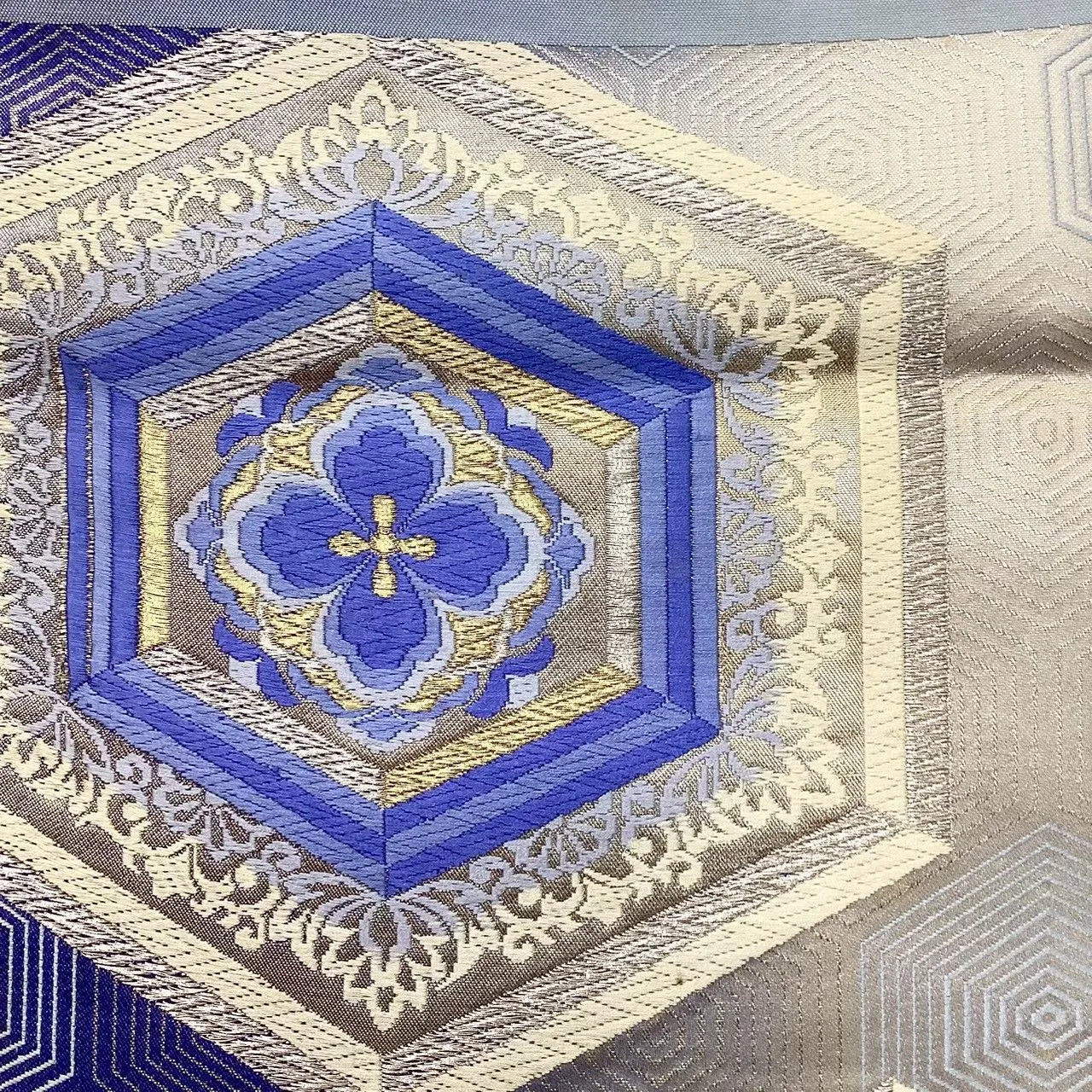 6704# Japanese Vintage Fukuro Obi Belt Kimono Fabric Silk Traditional