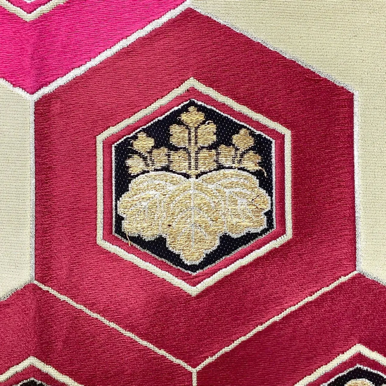 6711# Japanese Vintage Fukuro Obi Belt Kimono Fabric Silk Traditional Silver