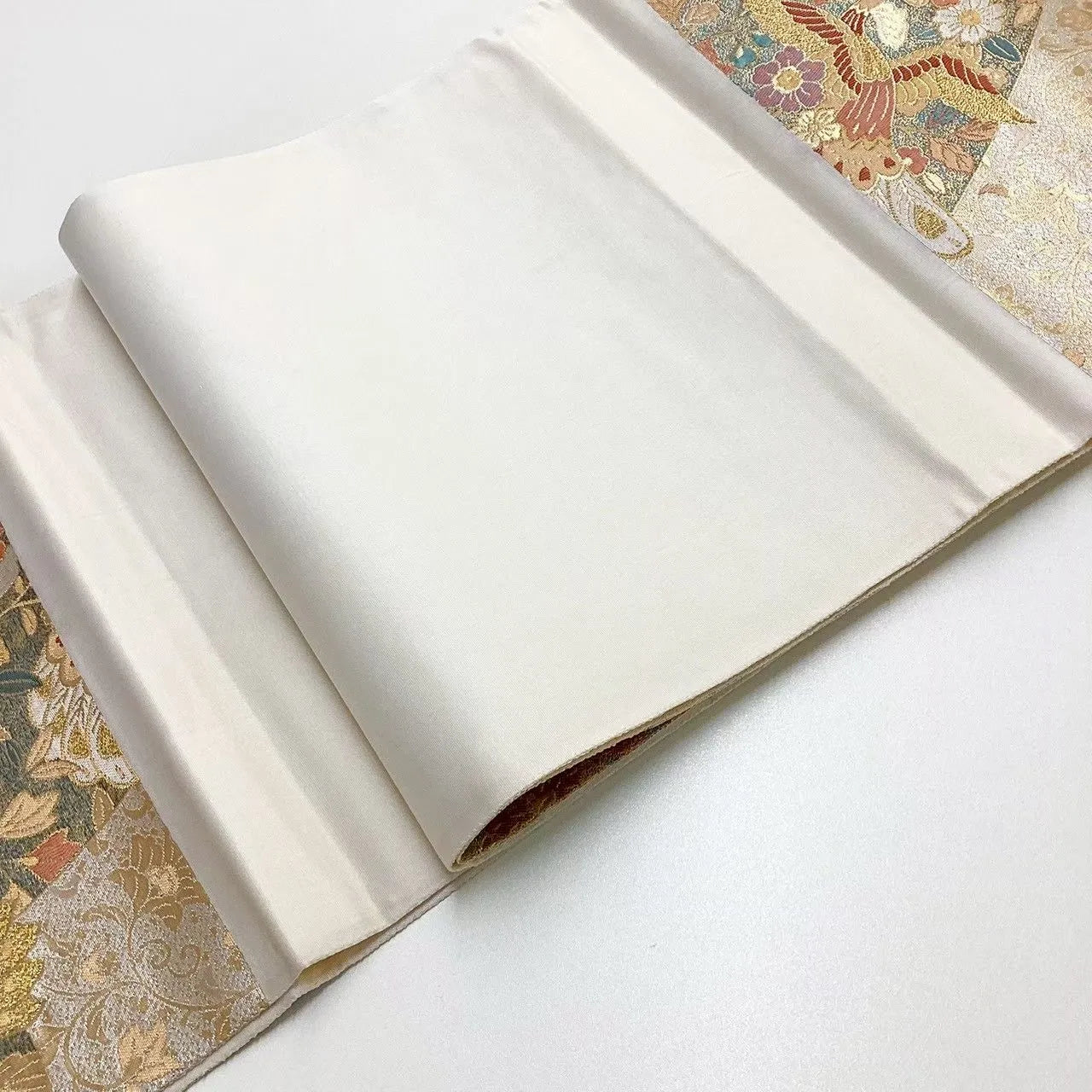 6718# Japanese Vintage Fukuro Obi Belt Kimono Fabric Silk Traditional Gold