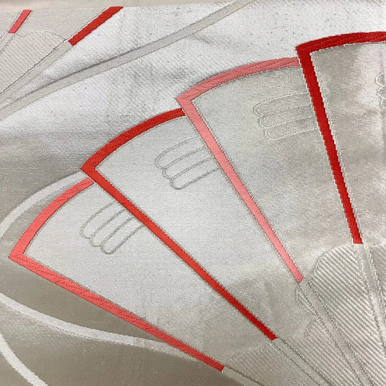 6719# Japanese Vintage Fukuro Obi Belt Kimono Fabric Silk Traditional Silver