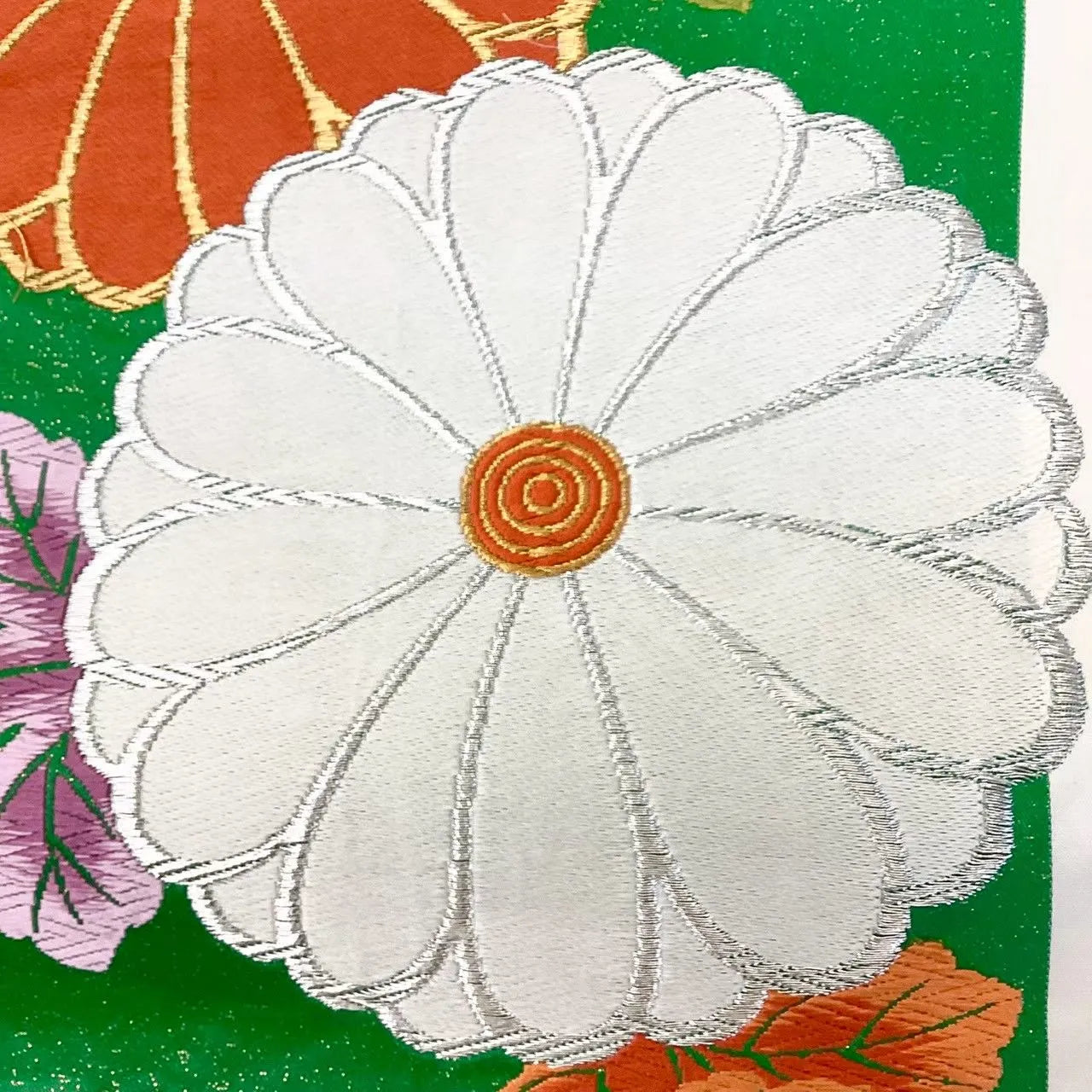 6720# Japanese Vintage Fukuro Obi Belt Kimono Fabric Silk Traditional Embroidery