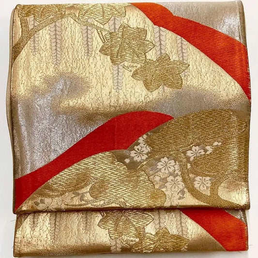 6703# Japanese Vintage Fukuro Obi Belt Kimono Fabric Silk Traditional
