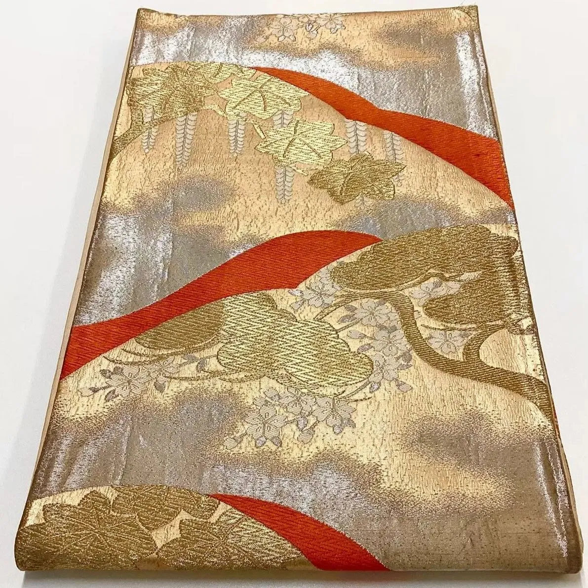 6703# Japanese Vintage Fukuro Obi Belt Kimono Fabric Silk Traditional