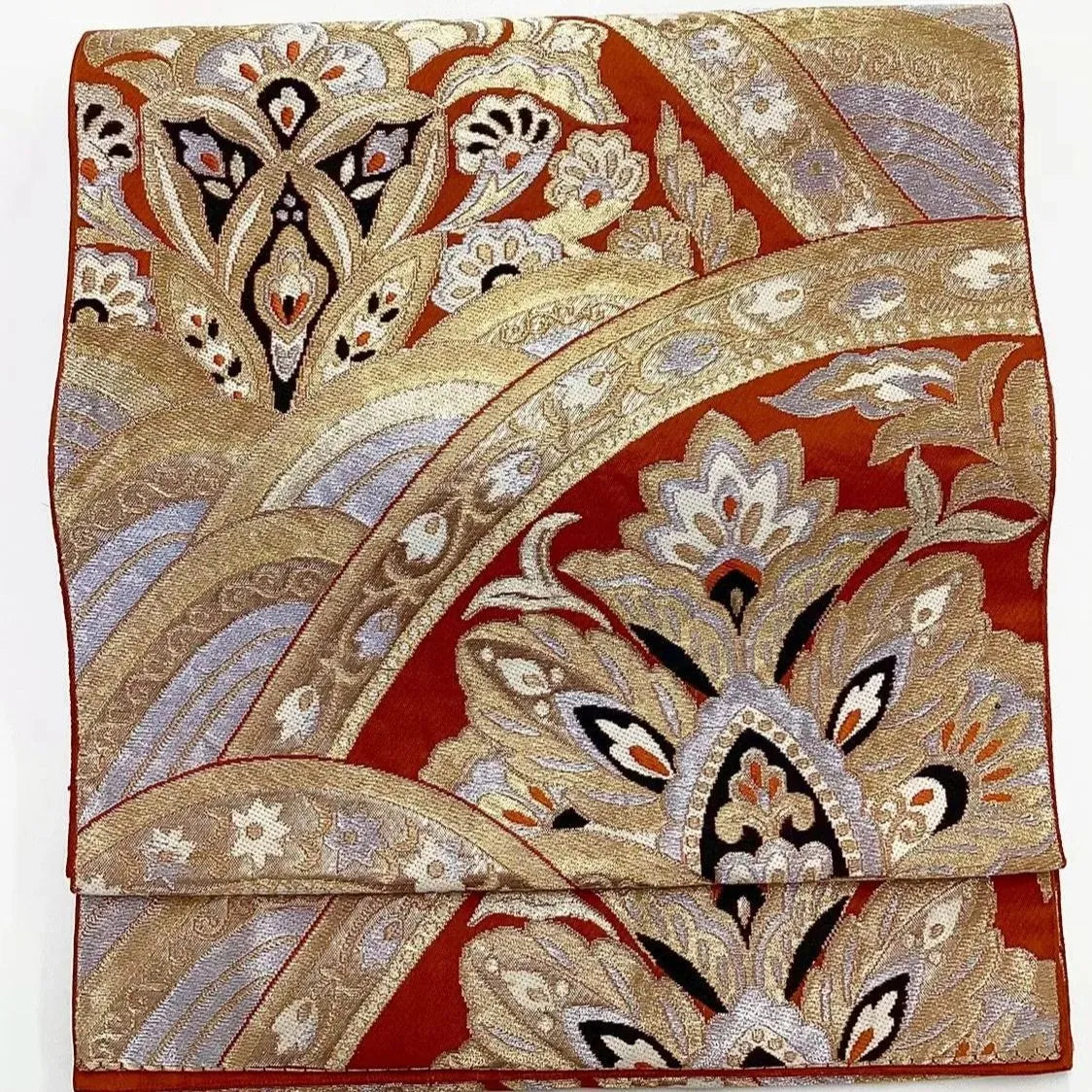 6714# Japanese Vintage Fukuro Obi Belt Kimono Fabric Silk Traditional