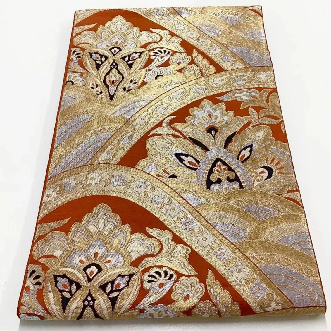 6714# Japanese Vintage Fukuro Obi Belt Kimono Fabric Silk Traditional