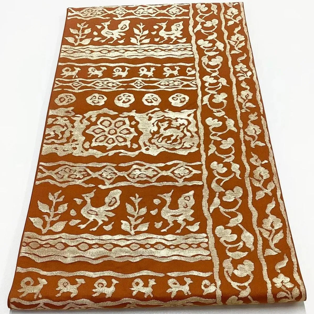 6715# Japanese Vintage Fukuro Obi Belt Kimono Fabric Silk Traditional