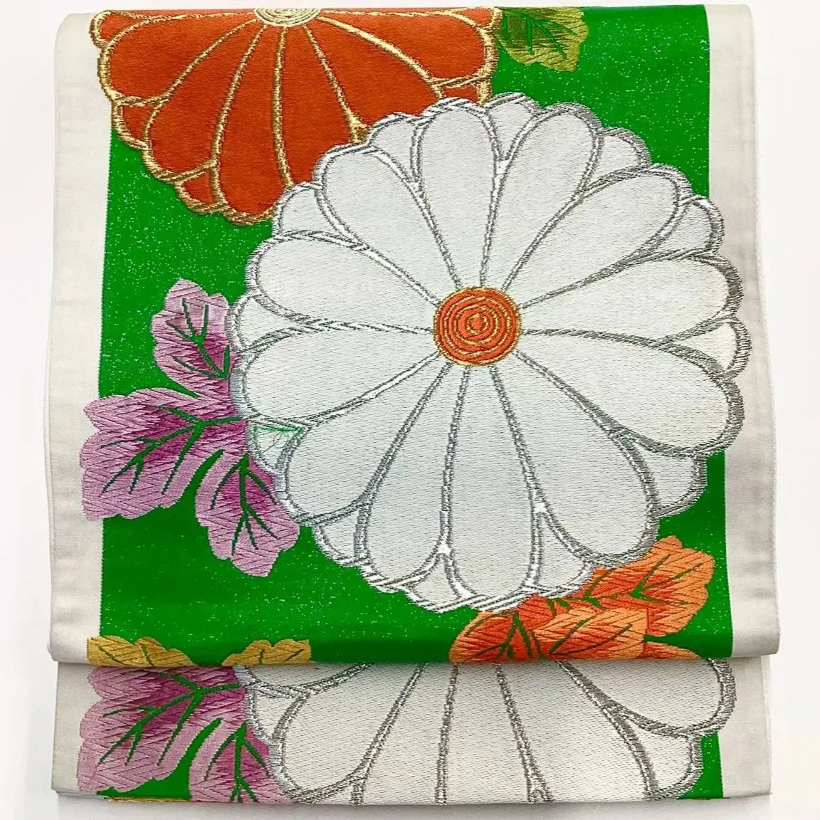 6720# Japanese Vintage Fukuro Obi Belt Kimono Fabric Silk Traditional Embroidery