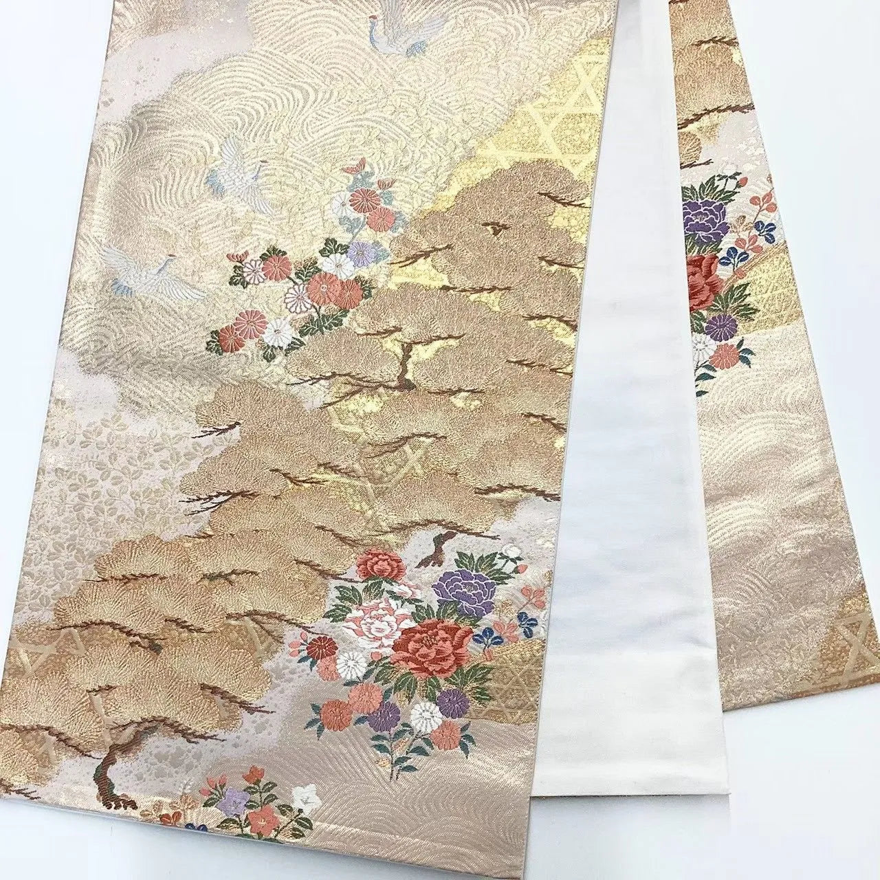 6725# Japanese Vintage Fukuro Obi Belt Kimono Fabric Silk Traditional