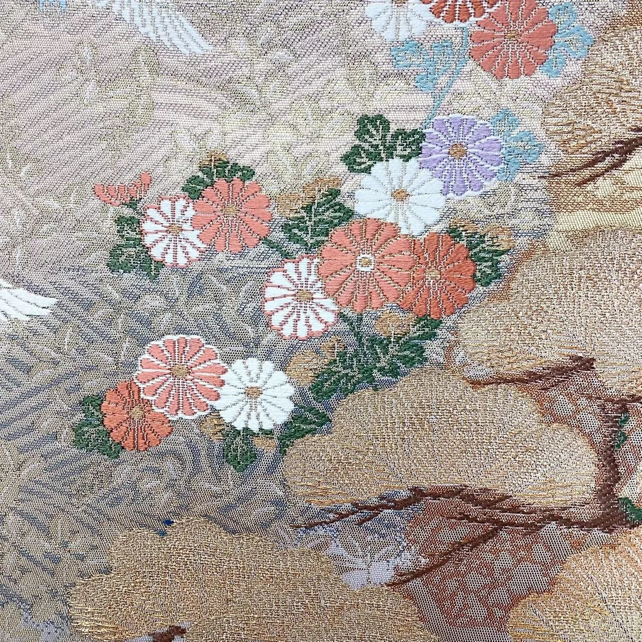 6725# Japanese Vintage Fukuro Obi Belt Kimono Fabric Silk Traditional