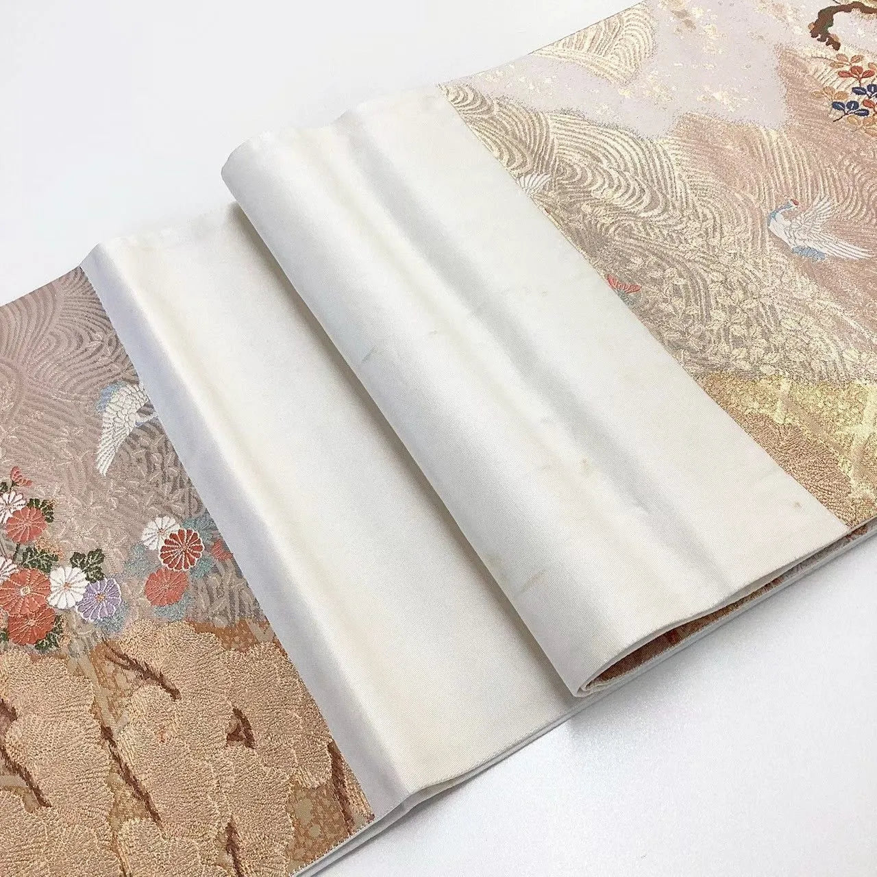 6725# Japanese Vintage Fukuro Obi Belt Kimono Fabric Silk Traditional