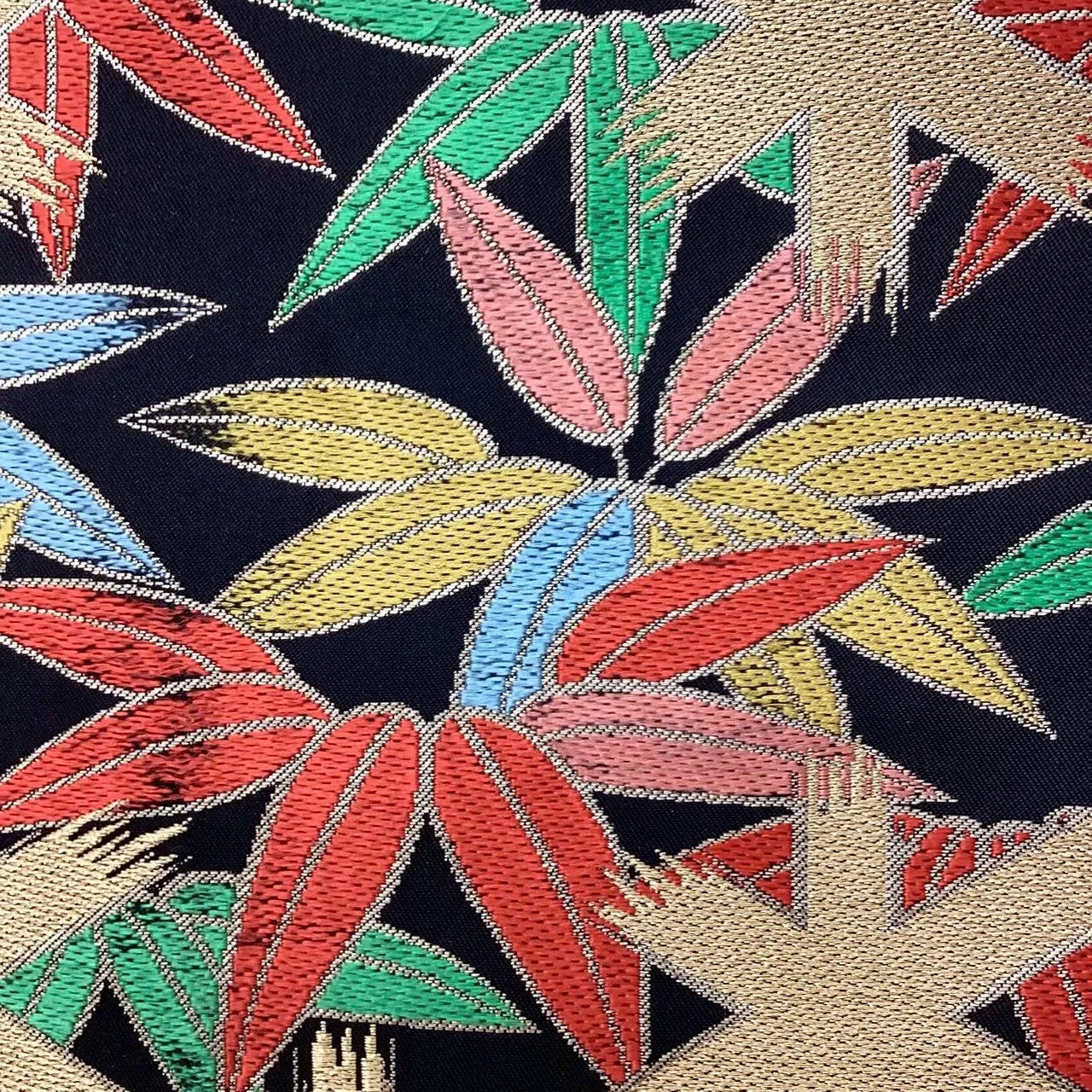 6727# Japanese Vintage Fukuro Obi Belt Kimono Fabric Silk Traditional Embroidery