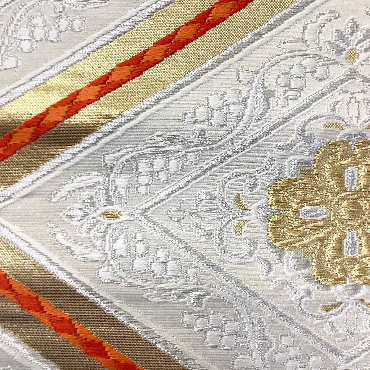 6728# Japanese Vintage Fukuro Obi Belt Kimono Fabric Silk Traditional