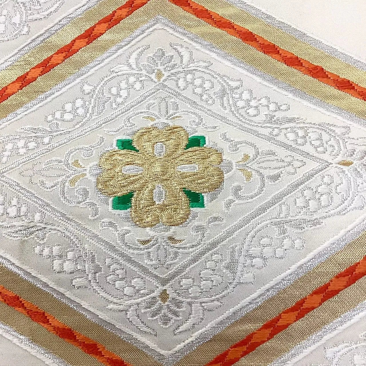 6728# Japanese Vintage Fukuro Obi Belt Kimono Fabric Silk Traditional