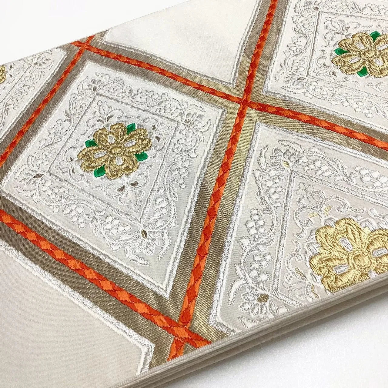 6728# Japanese Vintage Fukuro Obi Belt Kimono Fabric Silk Traditional