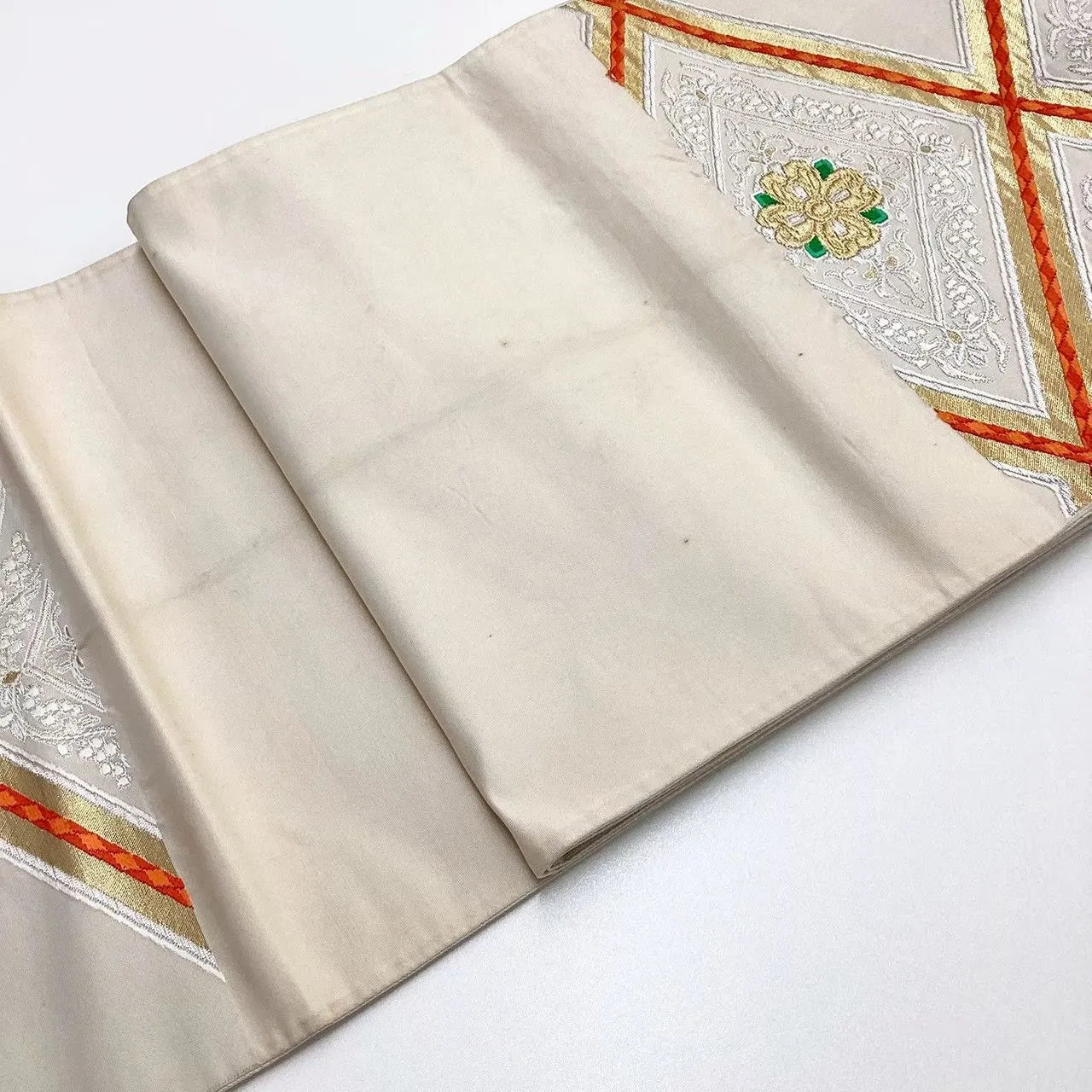 6728# Japanese Vintage Fukuro Obi Belt Kimono Fabric Silk Traditional