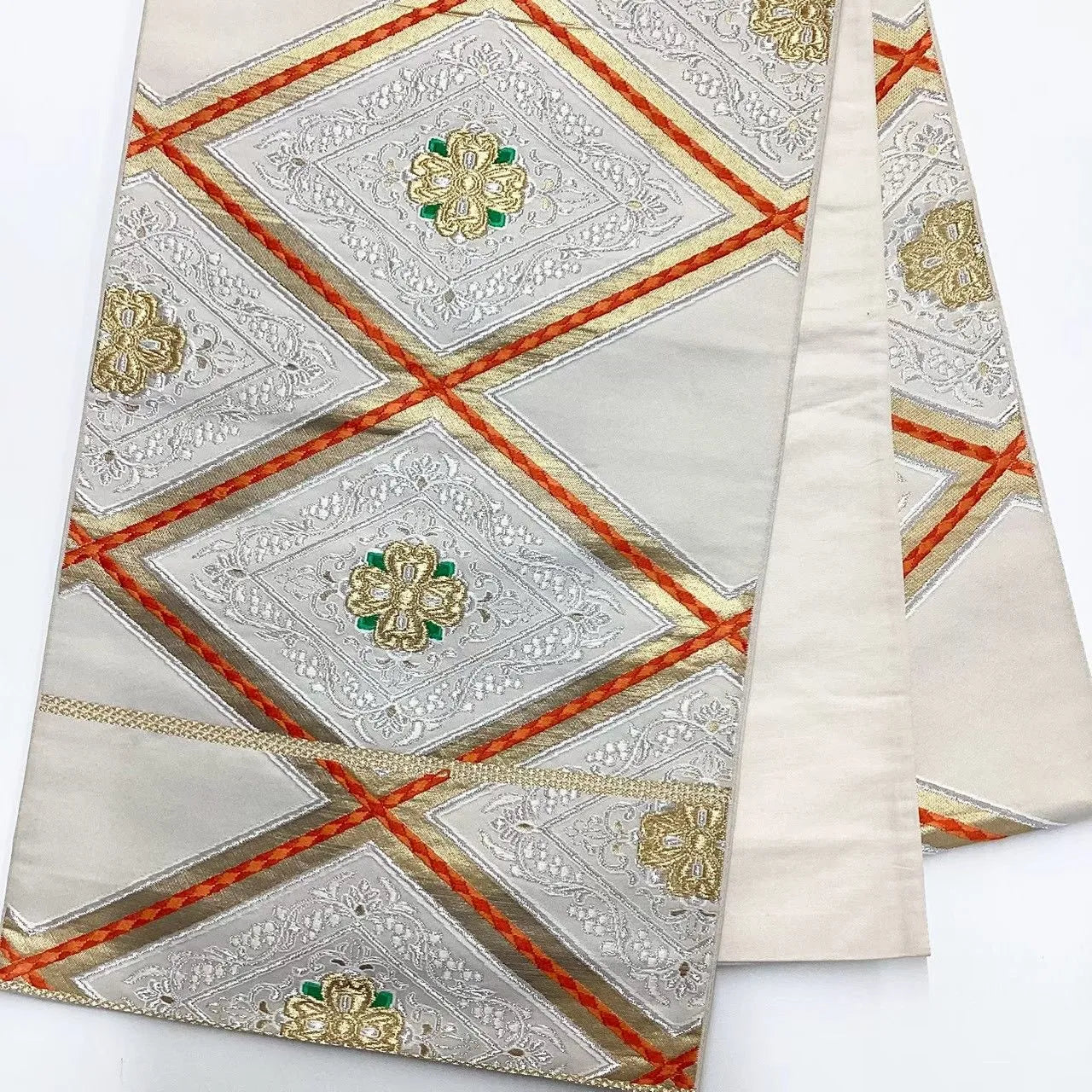 6728# Japanese Vintage Fukuro Obi Belt Kimono Fabric Silk Traditional