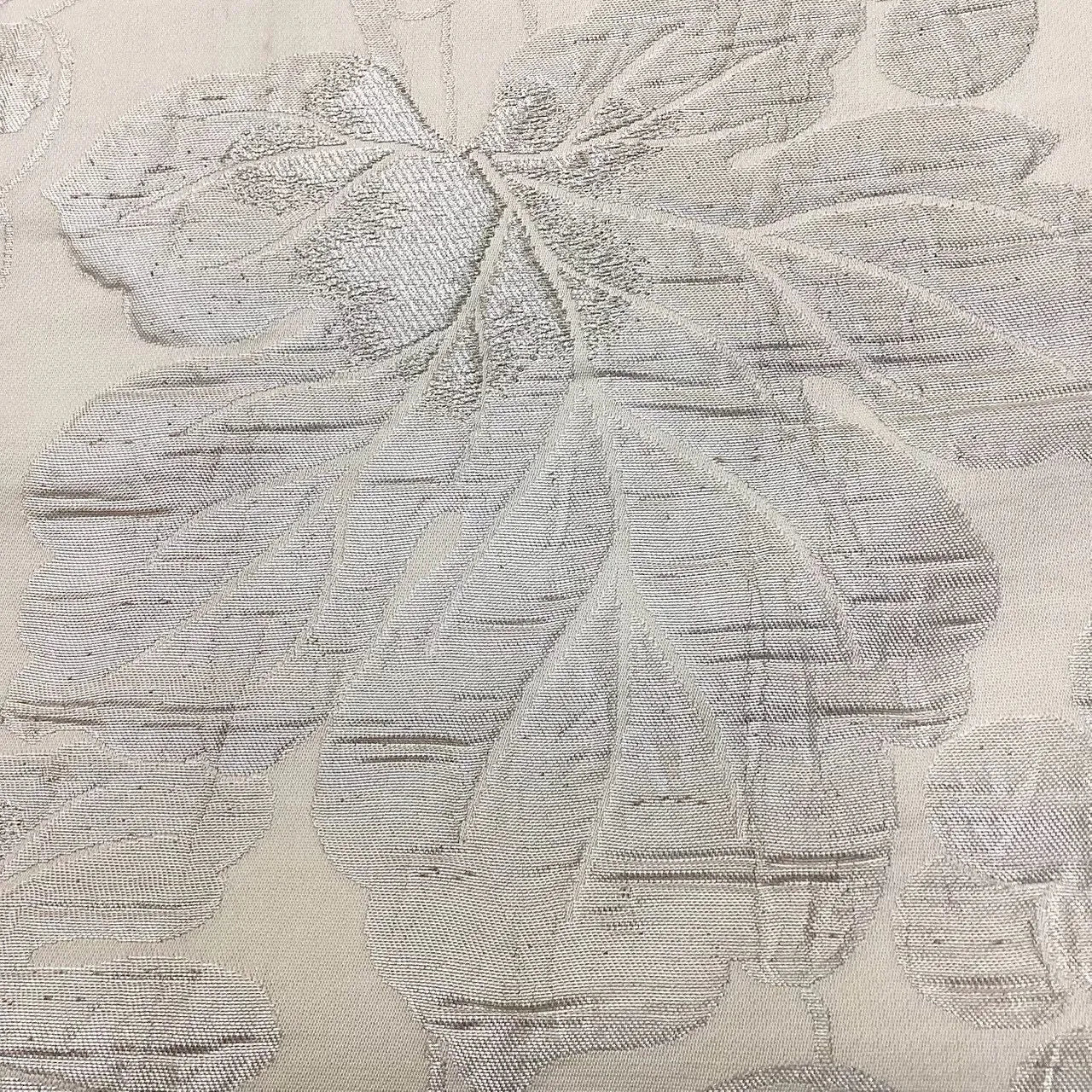 6738# Japanese Vintage Fukuro Obi Belt Kimono Fabric Silk Traditional Silver　