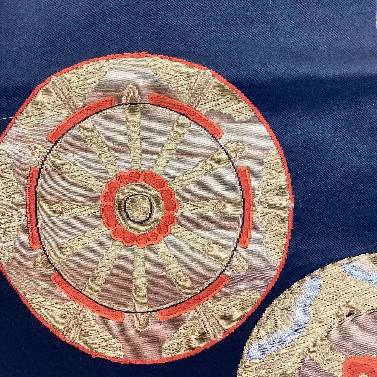 6740# Japanese Vintage Fukuro Obi Belt Kimono Fabric Silk Traditional Black