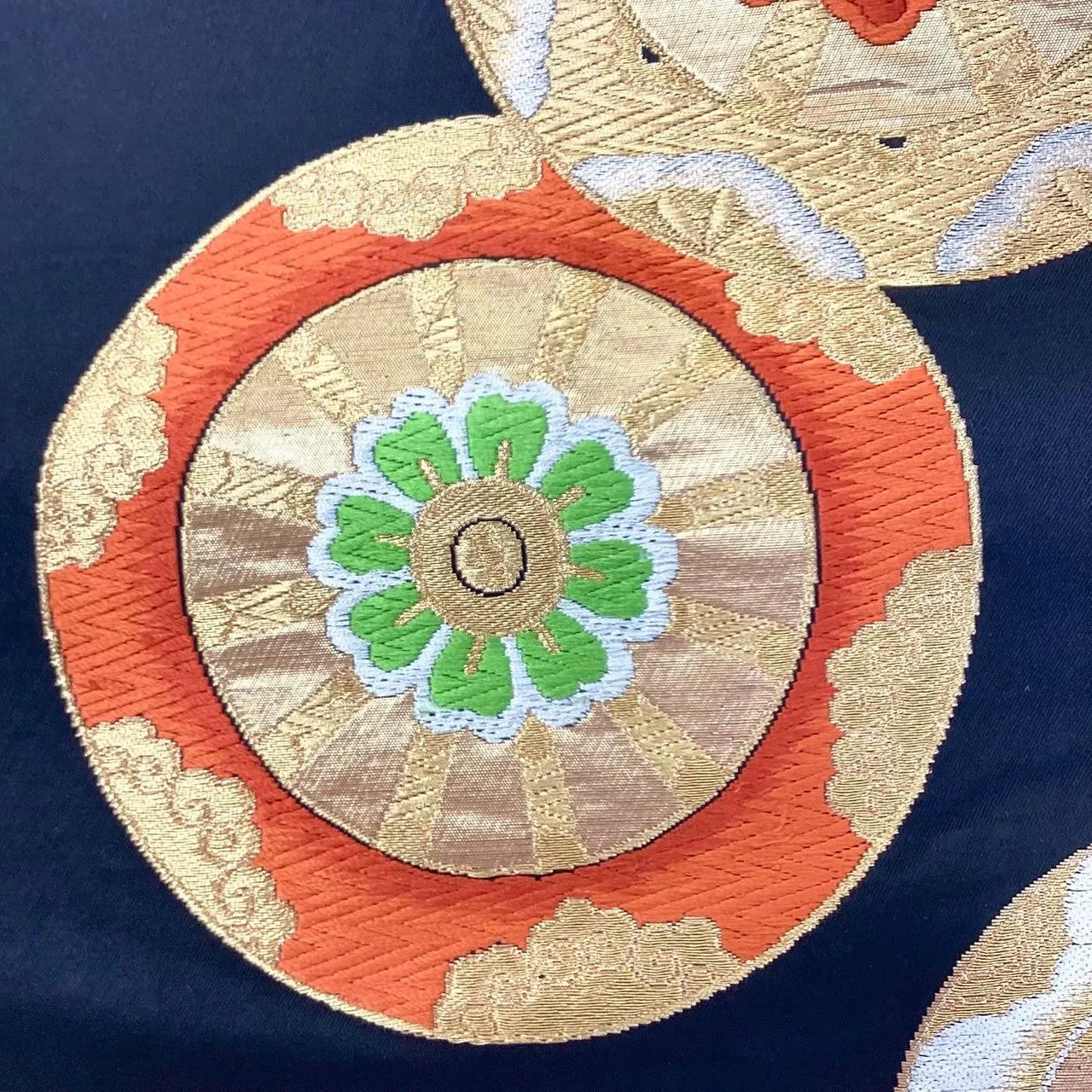 6740# Japanese Vintage Fukuro Obi Belt Kimono Fabric Silk Traditional Black