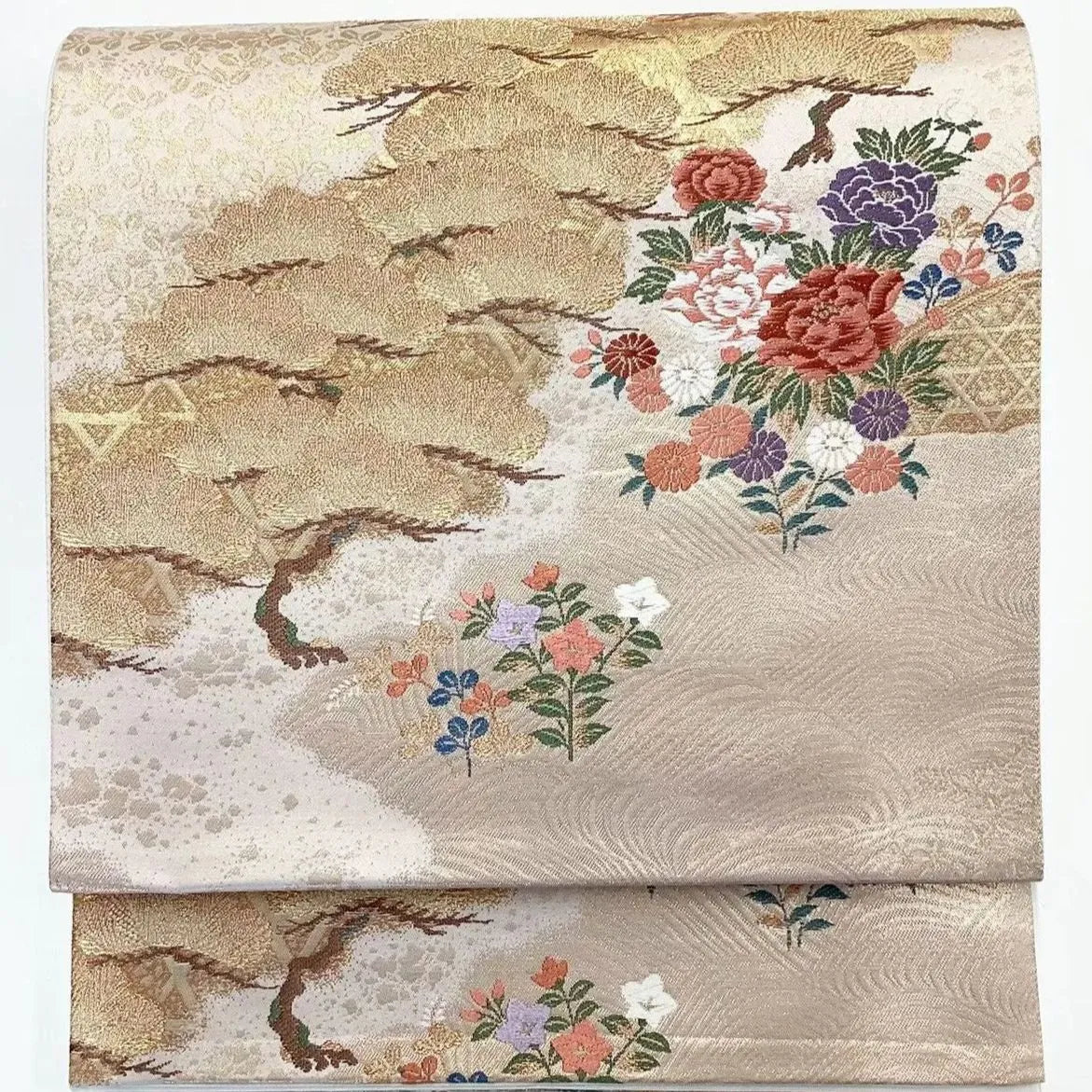 6725# Japanese Vintage Fukuro Obi Belt Kimono Fabric Silk Traditional