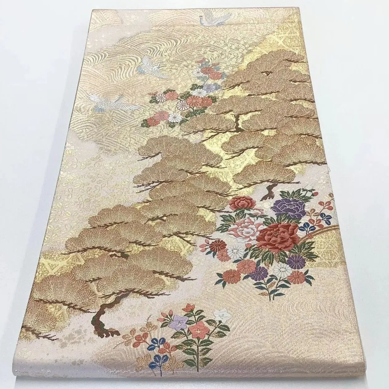 6725# Japanese Vintage Fukuro Obi Belt Kimono Fabric Silk Traditional