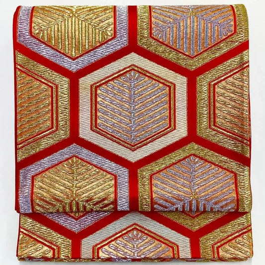 6726# Japanese Vintage Fukuro Obi Belt Kimono Fabric Silk Traditional