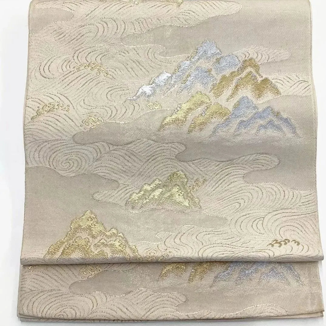 6729# Japanese Vintage Fukuro Obi Belt Kimono Fabric Silk Traditional