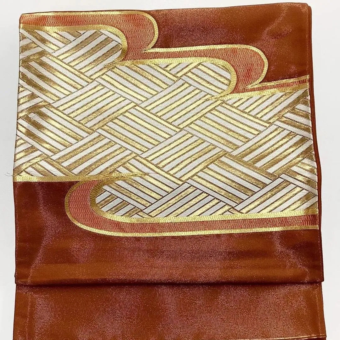 6734# Japanese Vintage Fukuro Obi Belt Kimono Fabric Silk Traditional Embroidery
