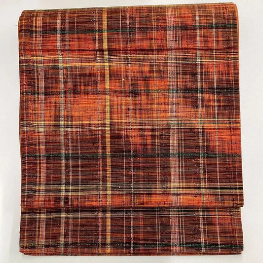 6737# Japanese Vintage Fukuro Obi Belt Kimono Pongee Fabric Silk Traditional