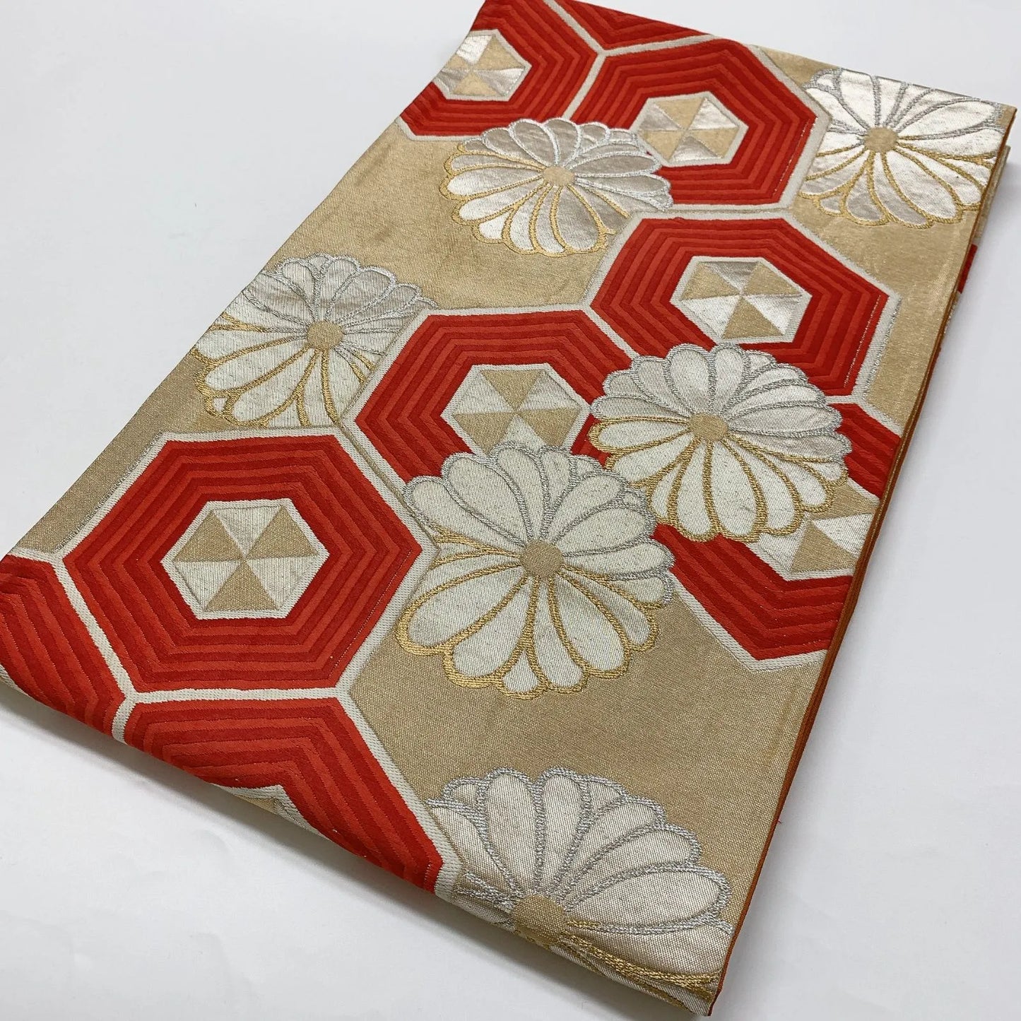 6827# Japanese Vintage Fukuro Obi Belt Kimono Fabric Silk Traditional Untailored