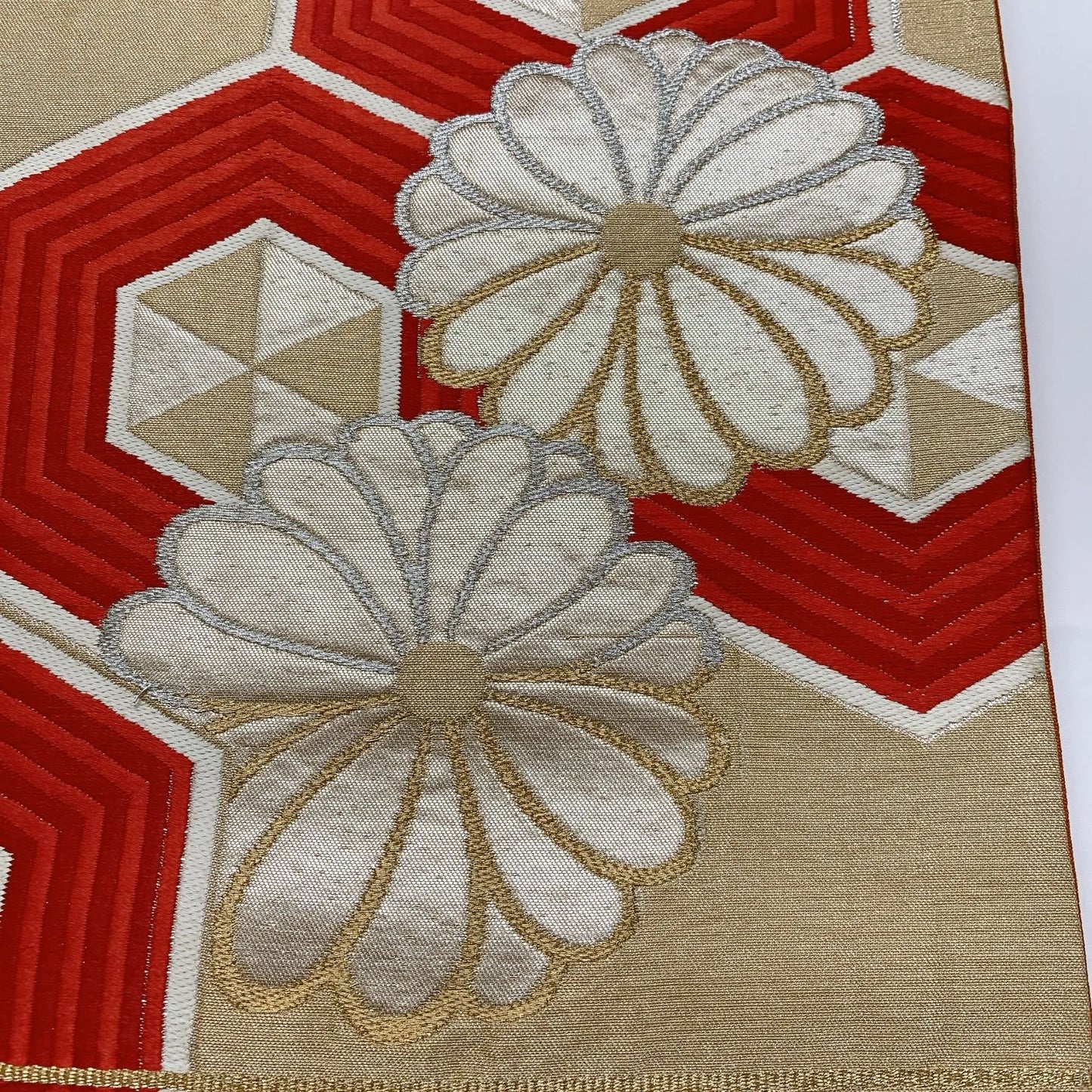 6827# Japanese Vintage Fukuro Obi Belt Kimono Fabric Silk Traditional Untailored