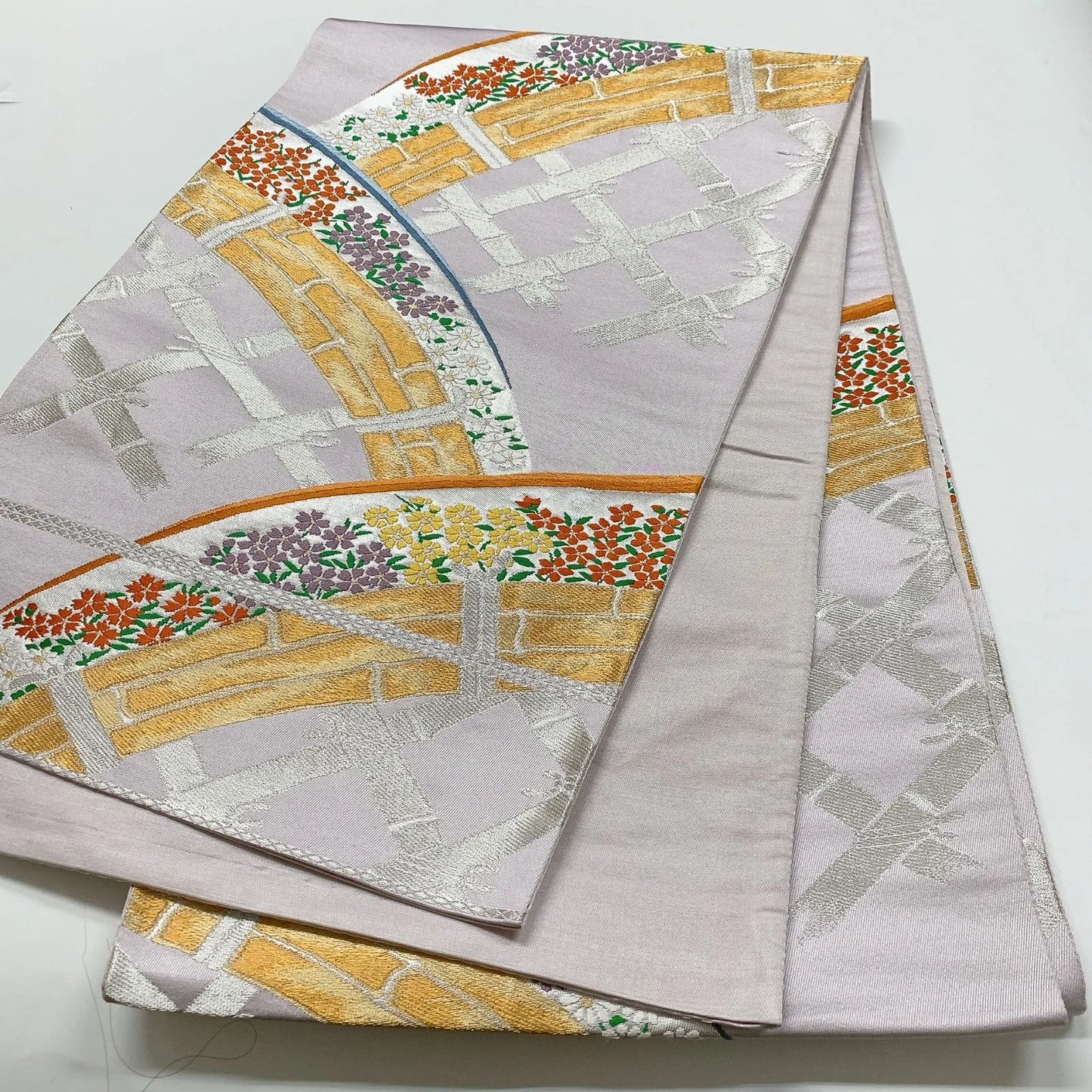 6828# Japanese Vintage Fukuro Obi Belt Kimono Fabric Silk Traditional