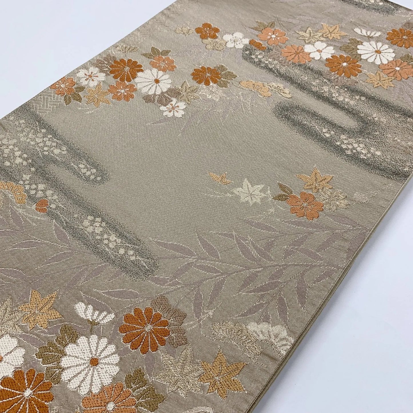 6833# Japanese Vintage Fukuro Obi Belt Kimono Fabric Silk Traditional 　