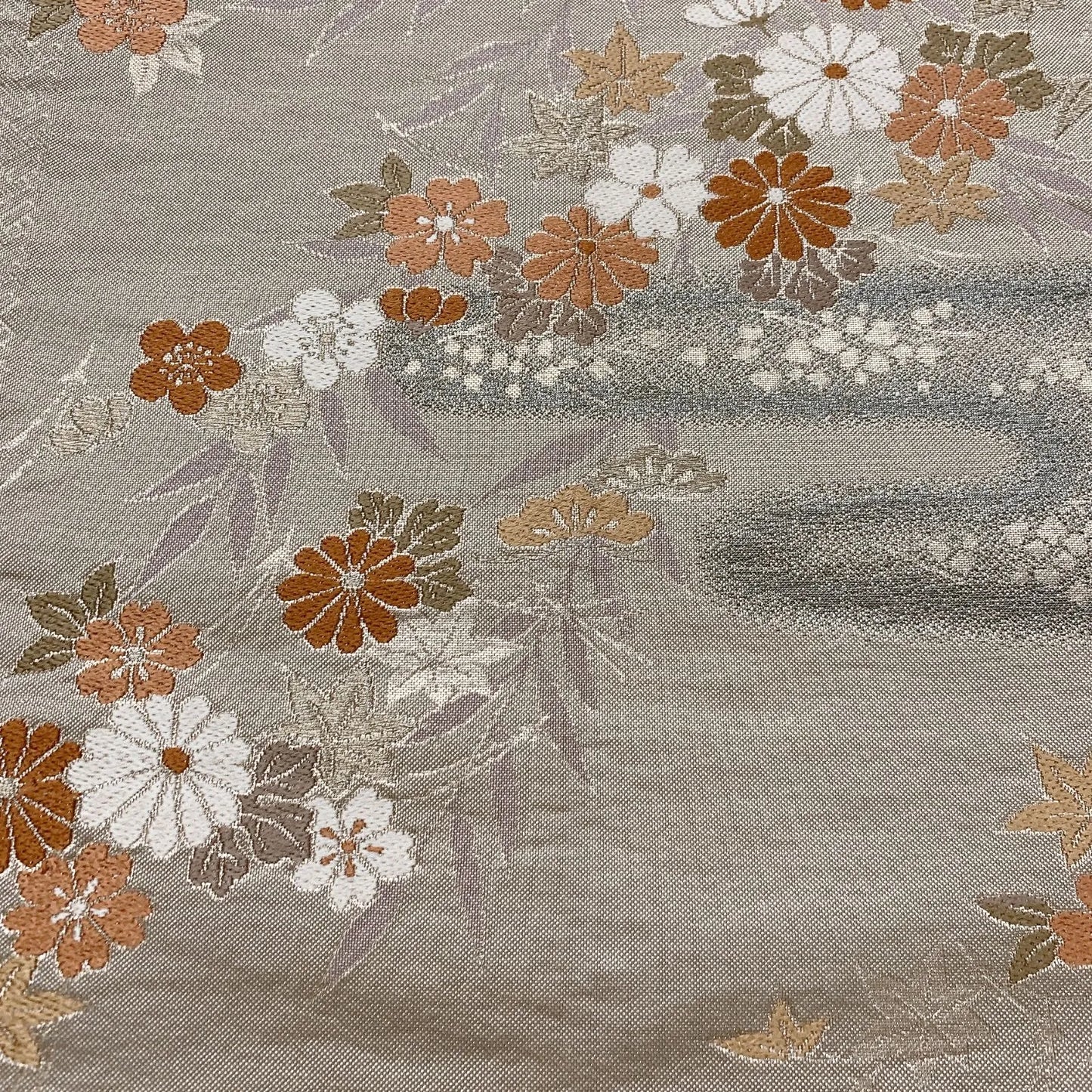 6833# Japanese Vintage Fukuro Obi Belt Kimono Fabric Silk Traditional 　