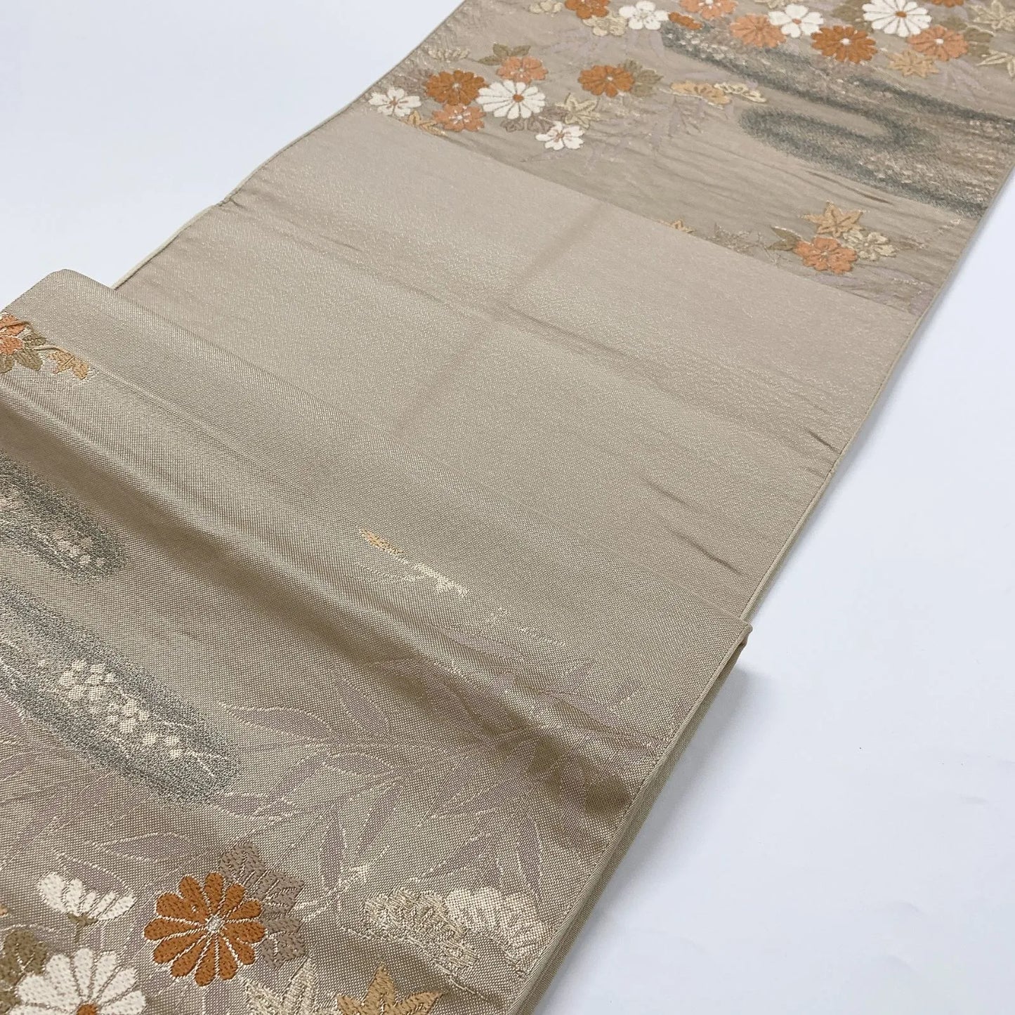 6833# Japanese Vintage Fukuro Obi Belt Kimono Fabric Silk Traditional 　