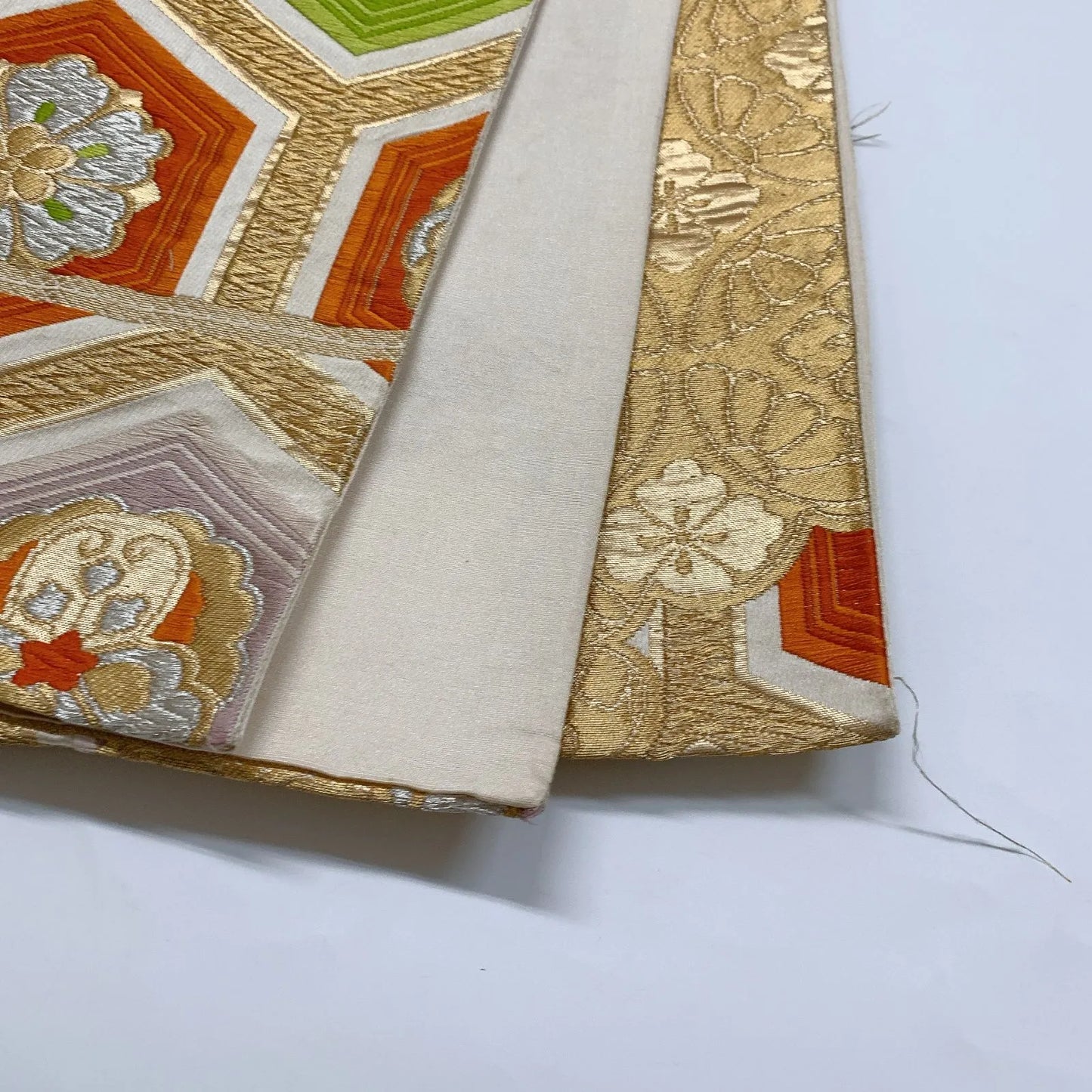 6836# Japanese Vintage Fukuro Obi Belt Kimono Fabric Silk Traditional Gold