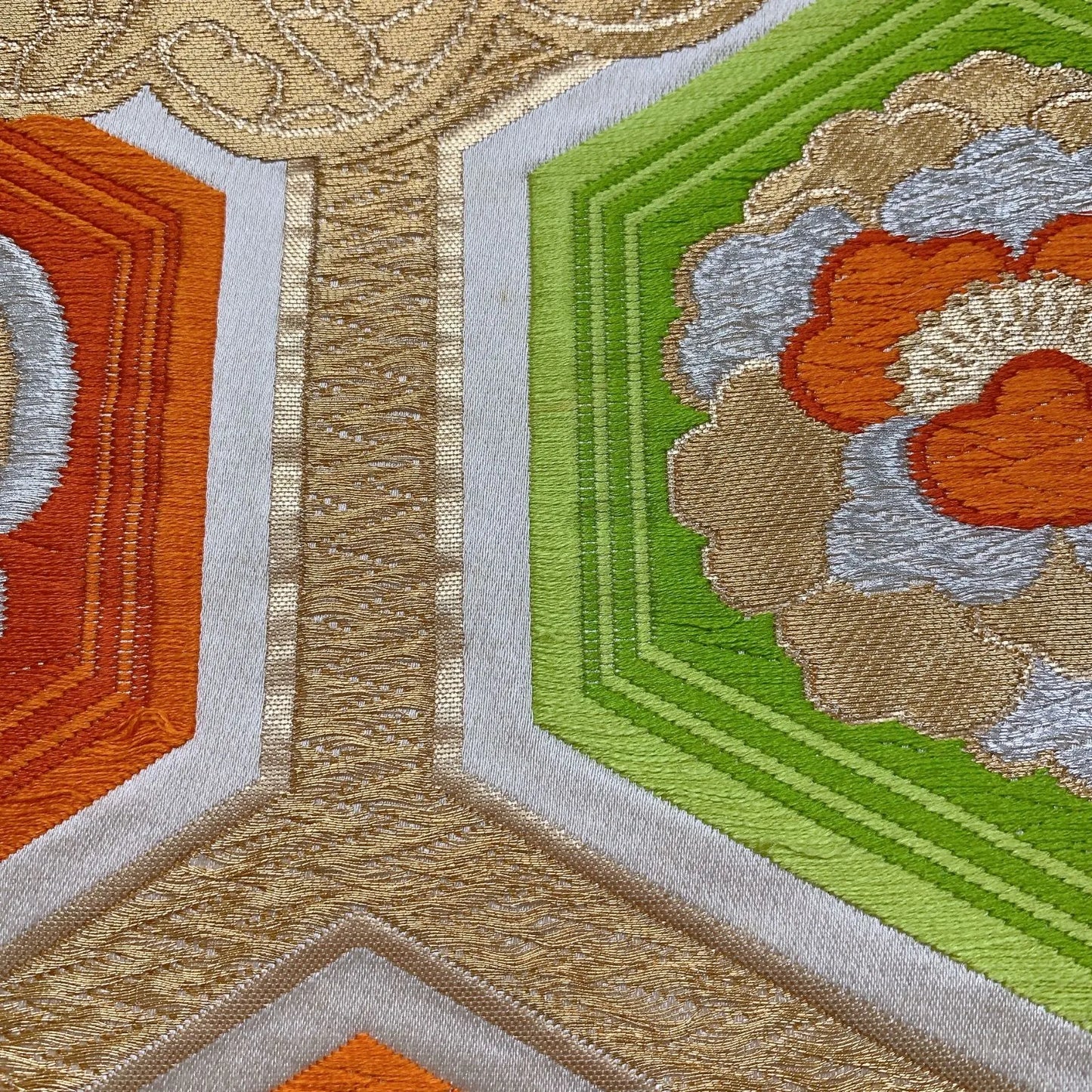 6836# Japanese Vintage Fukuro Obi Belt Kimono Fabric Silk Traditional Gold