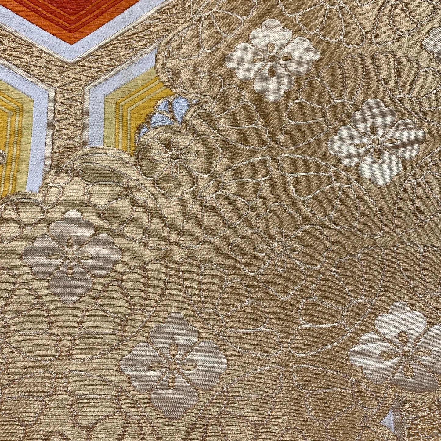 6836# Japanese Vintage Fukuro Obi Belt Kimono Fabric Silk Traditional Gold