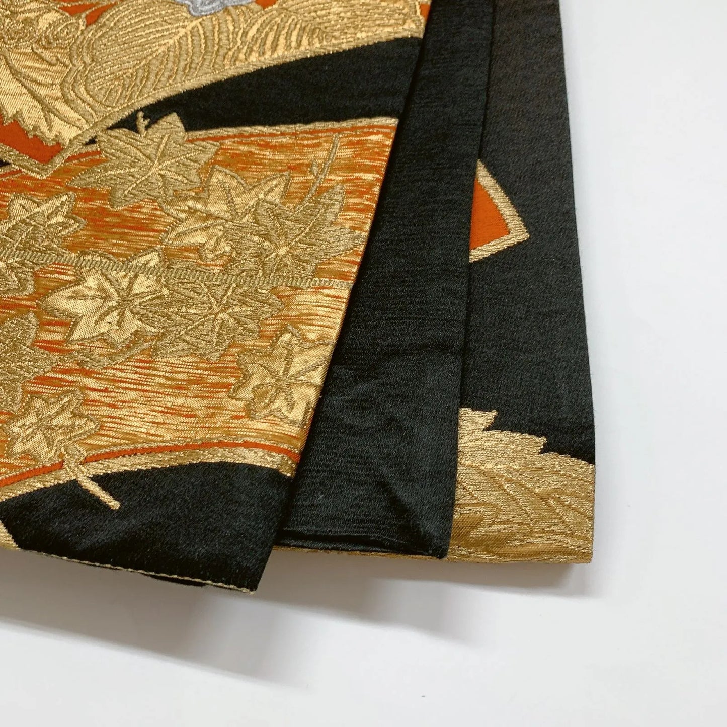 6837# Japanese Vintage Fukuro Obi Belt Kimono Fabric Silk Traditional Black